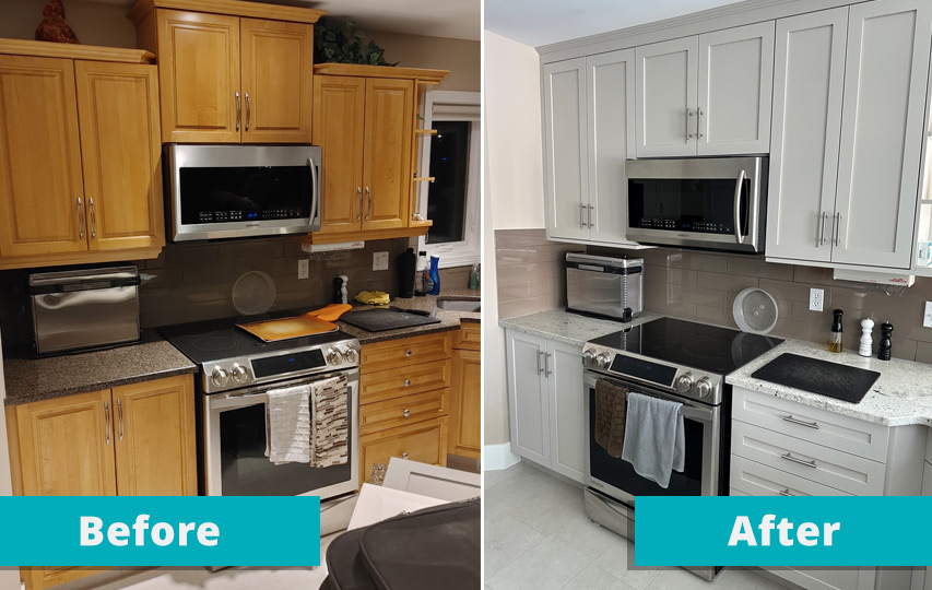 Kitchen Cabinet Refacing Before and After Image